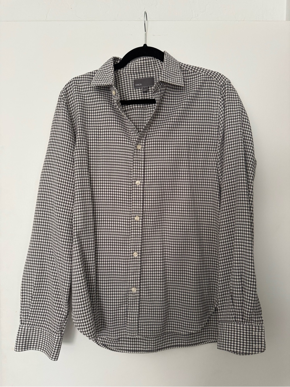 Vince Black & White Houndstooth Button-Down Shirt